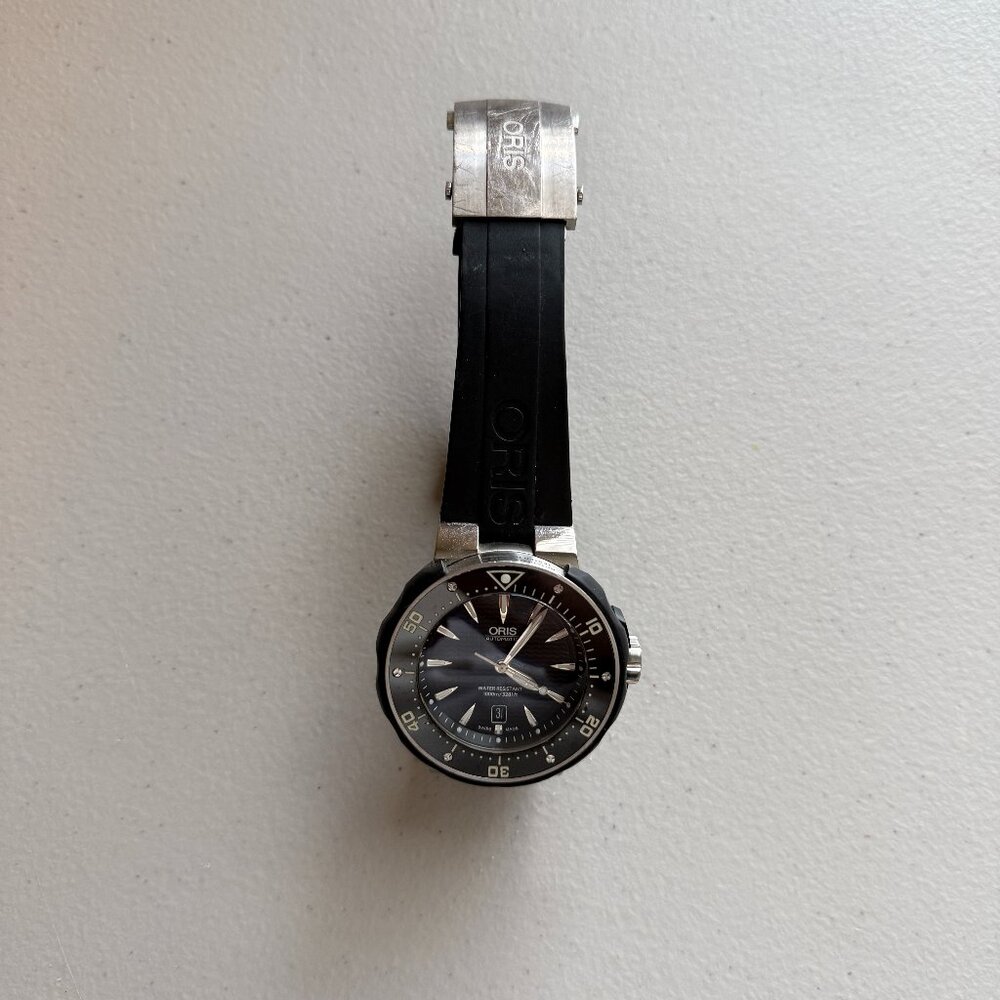 Oris Titanium Automatic Diver Watch 1000m Swiss Made Date Black Dial Mens - Picture 6 of 7